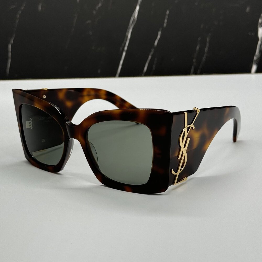 NEW SL M119 BLAZE 002 SAINT LAURENT BLAZE HAVANA OVERSIZED SUNGLASSES SL M119 - Picture 8 of 12